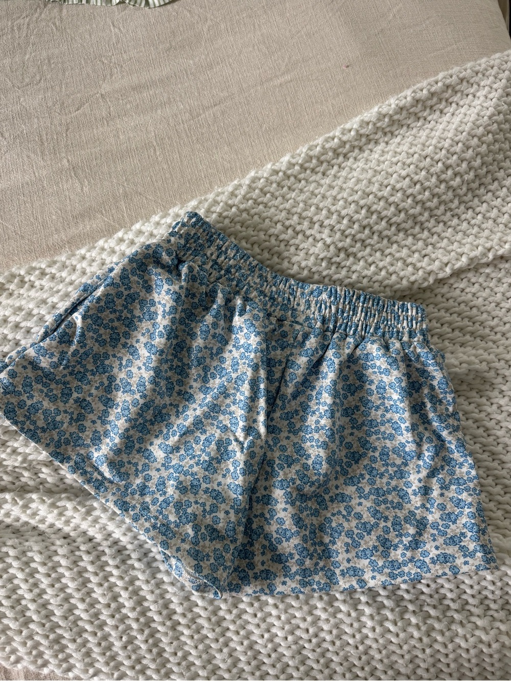 SHEIN Blue Floral High Waist Women's Shorts